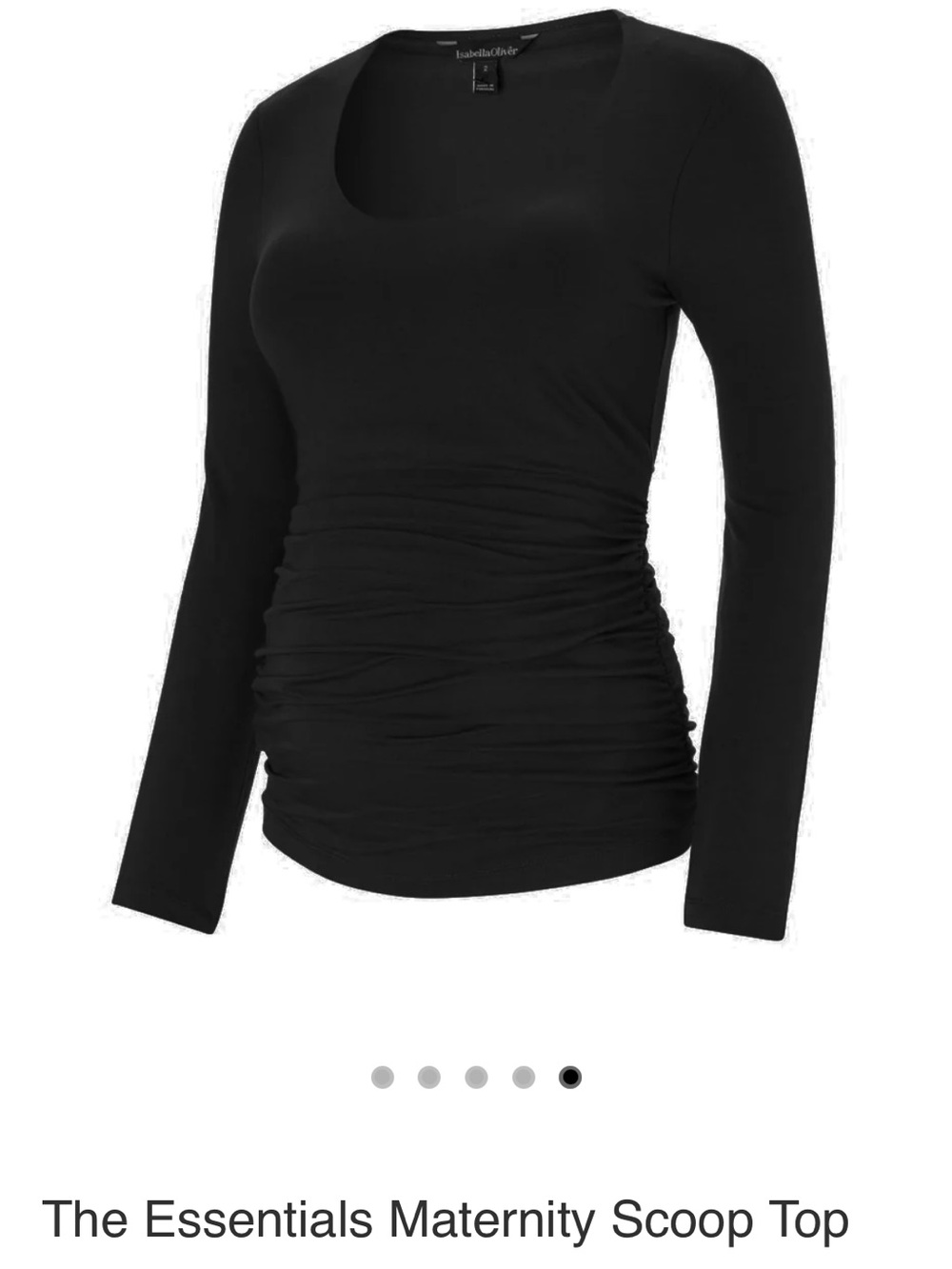 Isabella Oliver Black Scoop Neck Long Sleeve Maternity Top